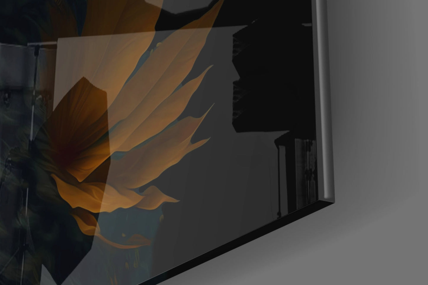 White Roses Gold Teal Headdress Woman Glass Wall Art