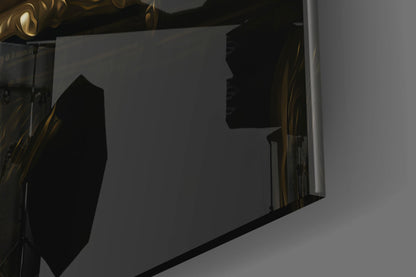 Crowned Gorilla On Golden Throne Glass Wall Art