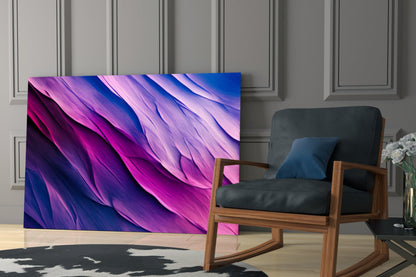 Purple Dance Glass Wall Art displayed on white paneled wall beside mid-century wooden chair in modern interior setting.