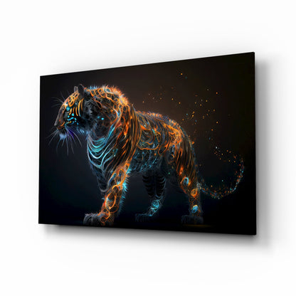 Glowing Ember Prowling Tiger Body Glass Wall Art