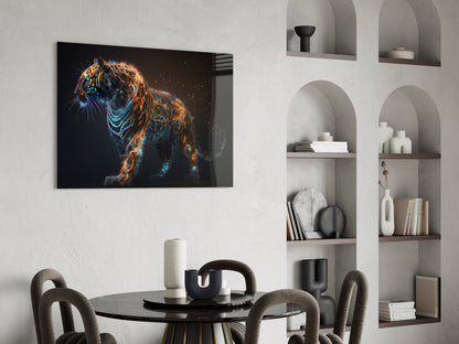 Glowing Ember Prowling Tiger Body Glass Wall Art