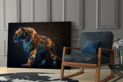 Glowing Ember Prowling Tiger Body Glass Wall Art