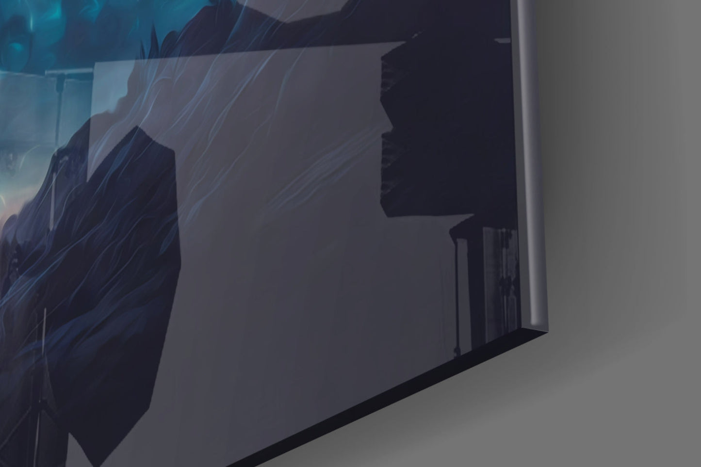 Blue Galaxy Wolf Profile Full Moon Glass Wall Art