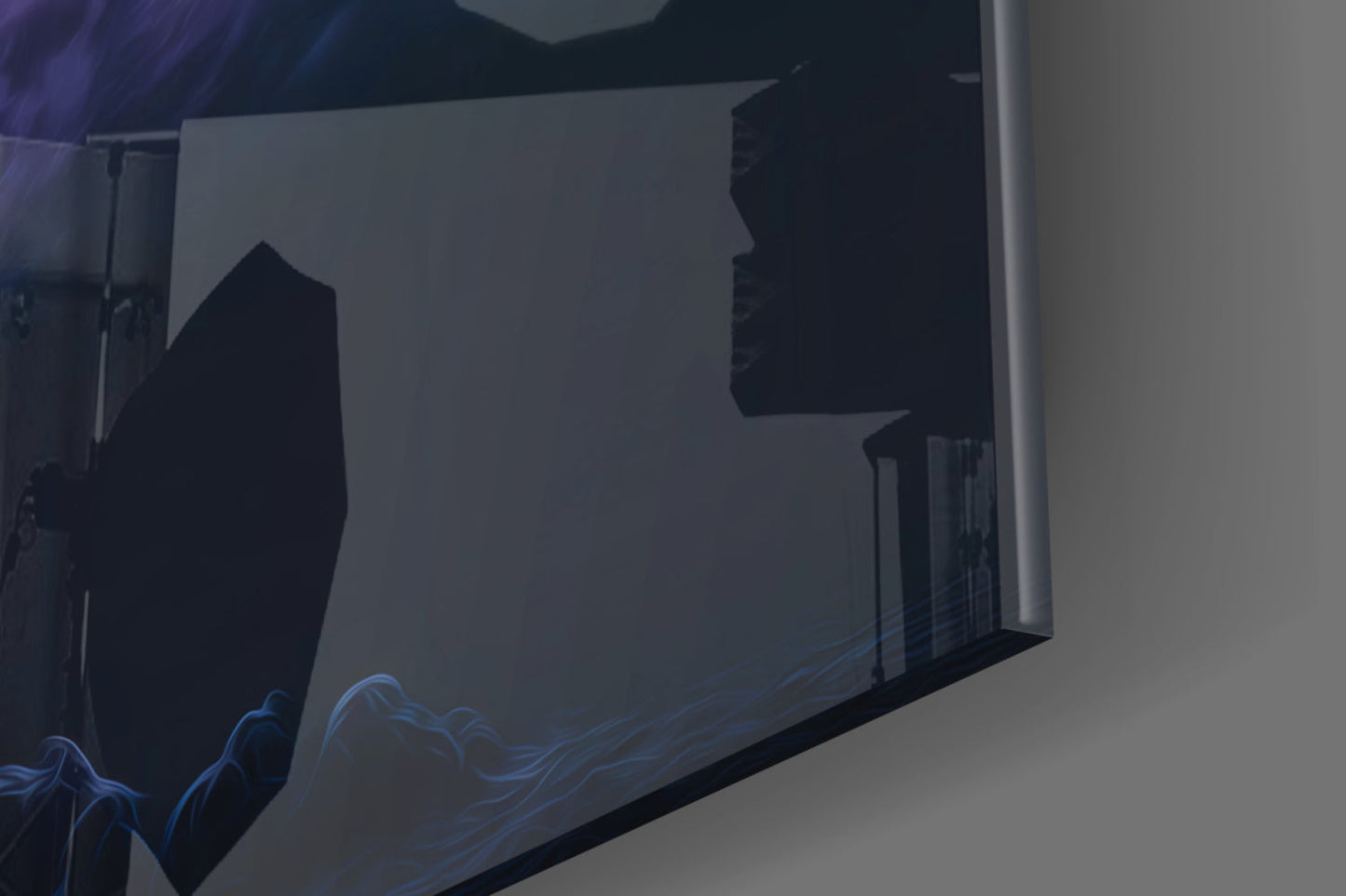 Neon Wolf Howling On Rocky Ridge Glass Wall Art