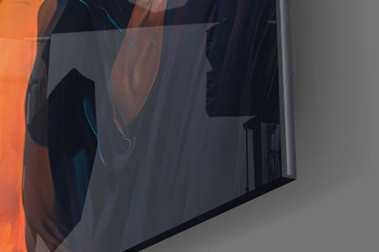 Braided Locs Man On Sunset Hues Glass Wall Art