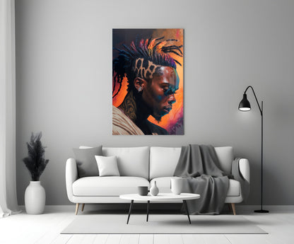 Leopard Print Hair Man Portrait Glass Wall Art