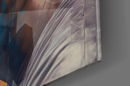 Blue Locs Man Profile On Orange Glass Wall Art