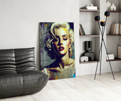 Golden Blonde Icon Portrait Glass Wall Art