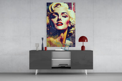 Blonde Starlet Pop Portrait Glass Wall Art