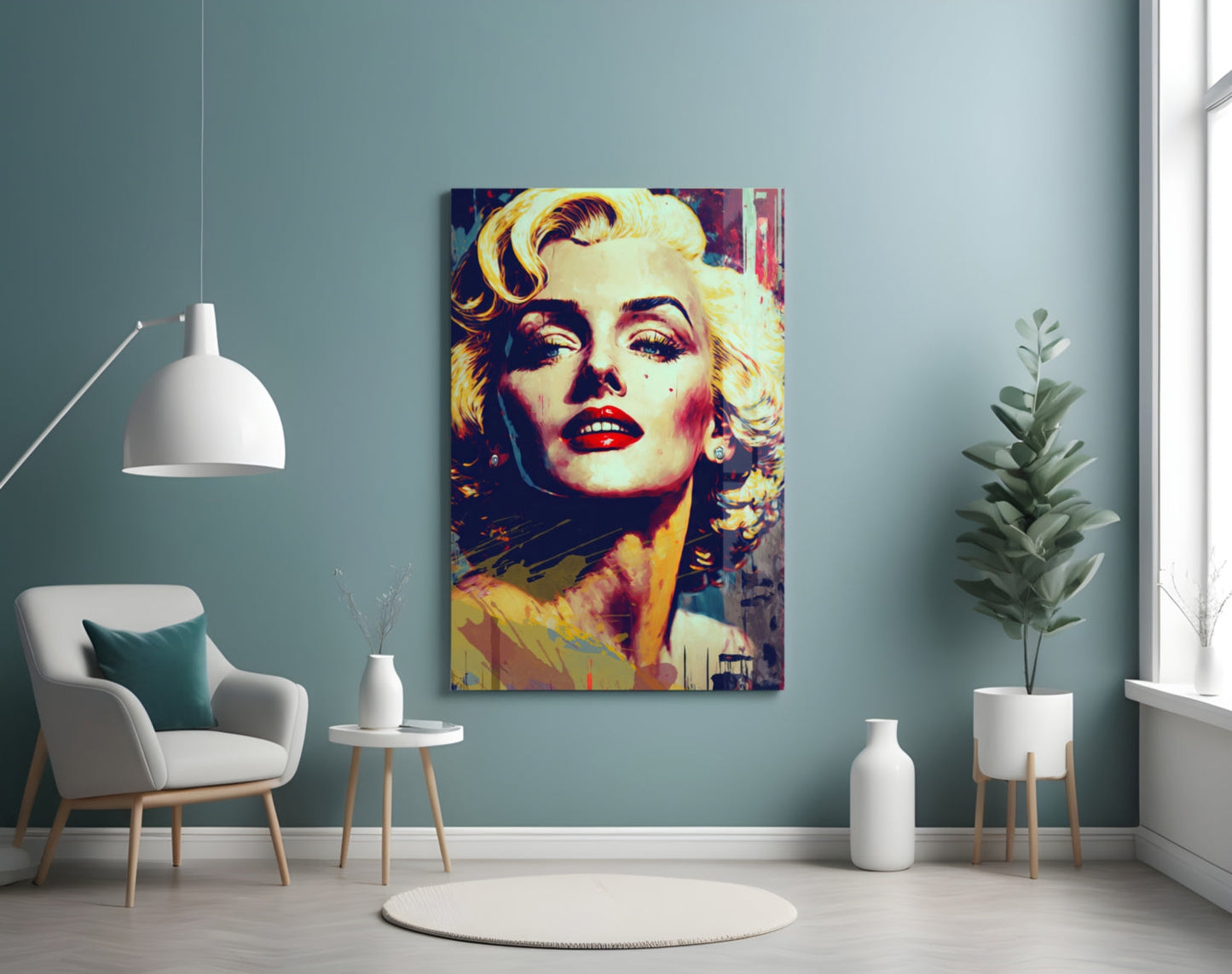 Blonde Starlet Pop Portrait Glass Wall Art
