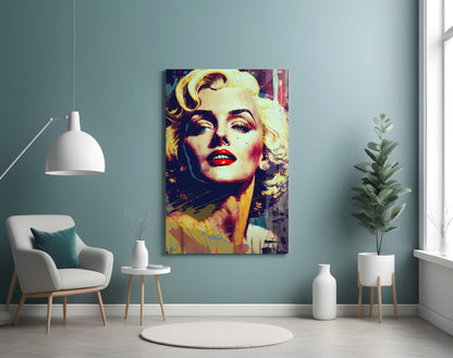 Blonde Starlet Pop Portrait Glass Wall Art