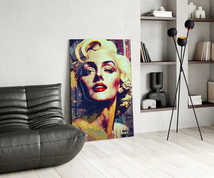 Blonde Starlet Pop Portrait Glass Wall Art