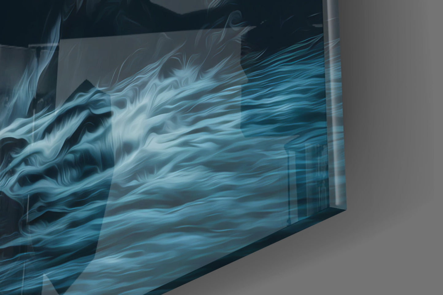 Dusk Gorge Misty Pines Rapids Glass Wall Art