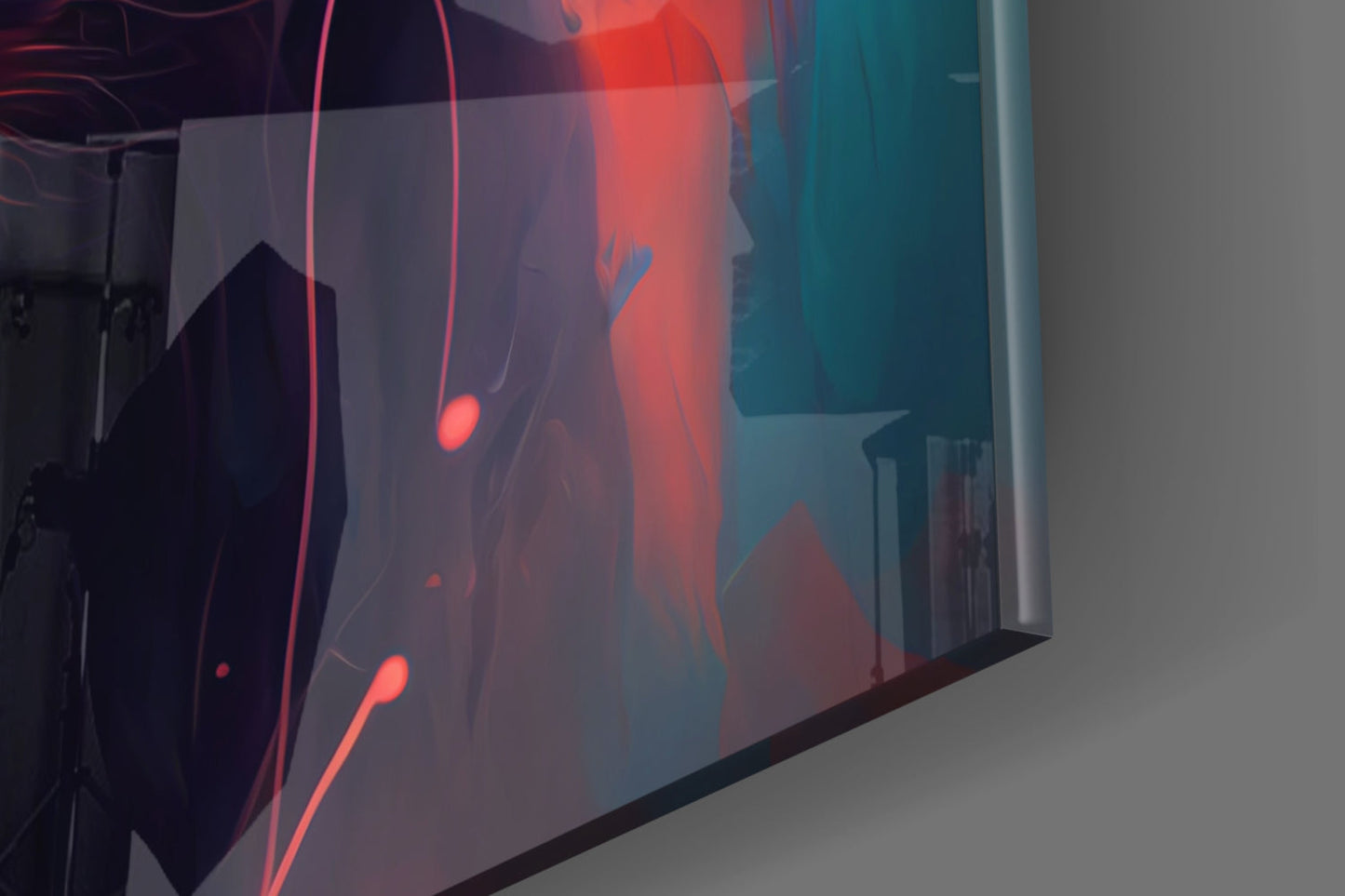 Coral Pink Mane Watchful Lion Glass Wall Art