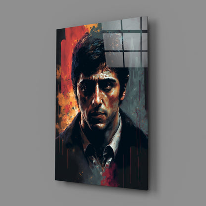 Red Splash Suited Actor Portrait Glass Wall Art