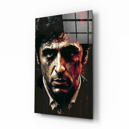 Crimson Drip Noir Actor Face Glass Wall Art