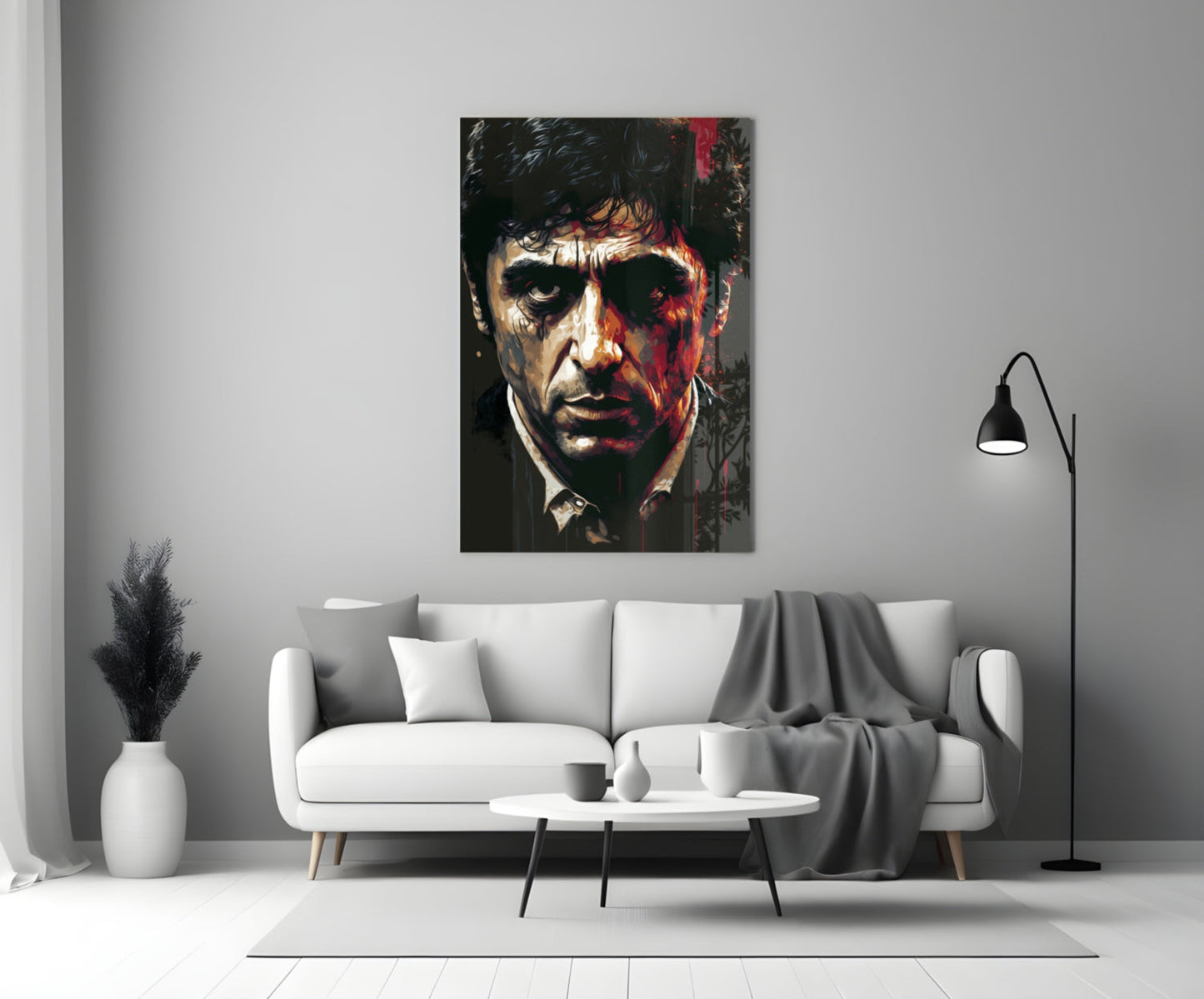 Crimson Drip Noir Actor Face Glass Wall Art