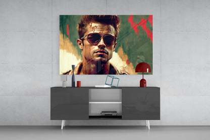 Red Leather Jacket Anarchist Glass Wall Art  || Designer Collection