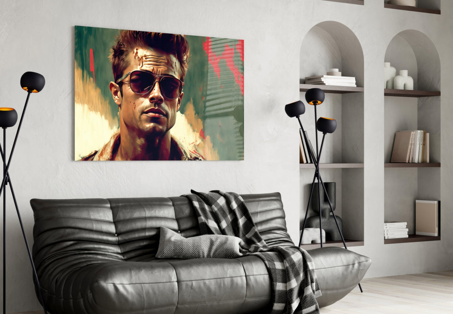 Red Leather Jacket Anarchist Glass Wall Art  || Designer Collection