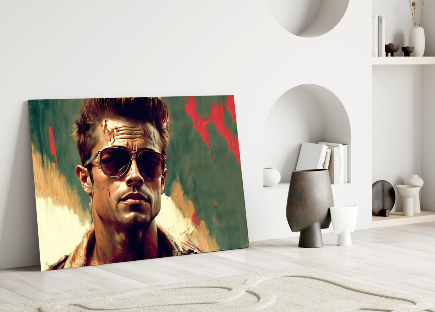 Red Leather Jacket Anarchist Glass Wall Art  || Designer Collection