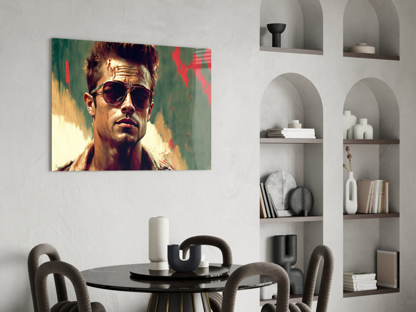 Red Leather Jacket Anarchist Glass Wall Art  || Designer Collection