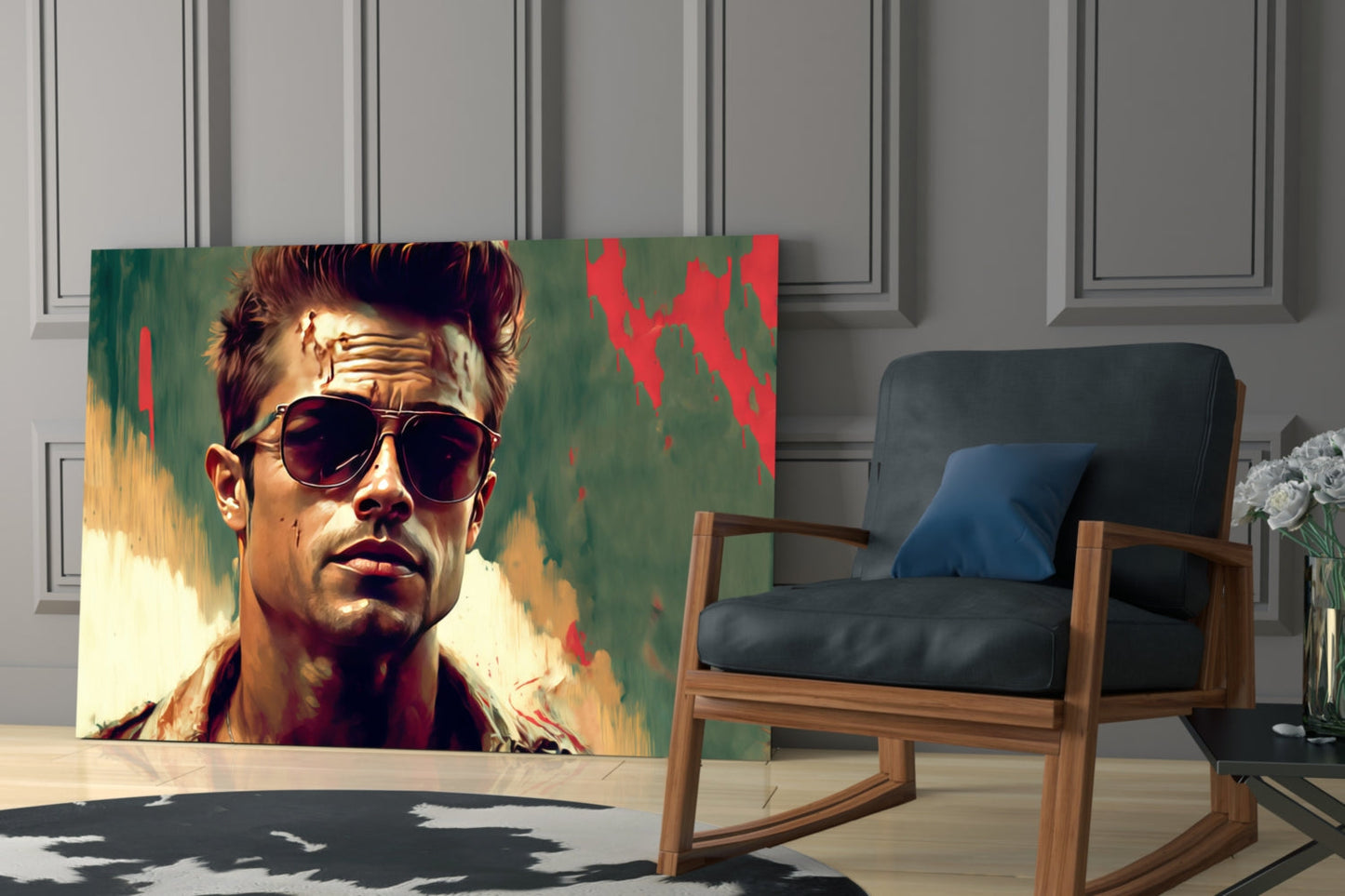 Red Leather Jacket Anarchist Glass Wall Art  || Designer Collection