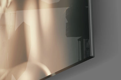 Sepia Glamour Blonde Portrait Glass Wall Art