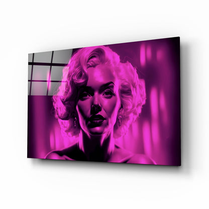 Neon Pink Blonde Portrait Glass Wall Art