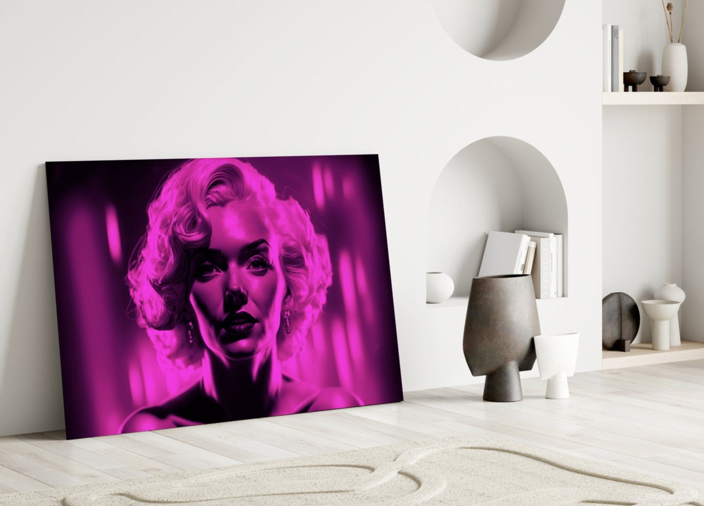 Neon Pink Blonde Portrait Glass Wall Art