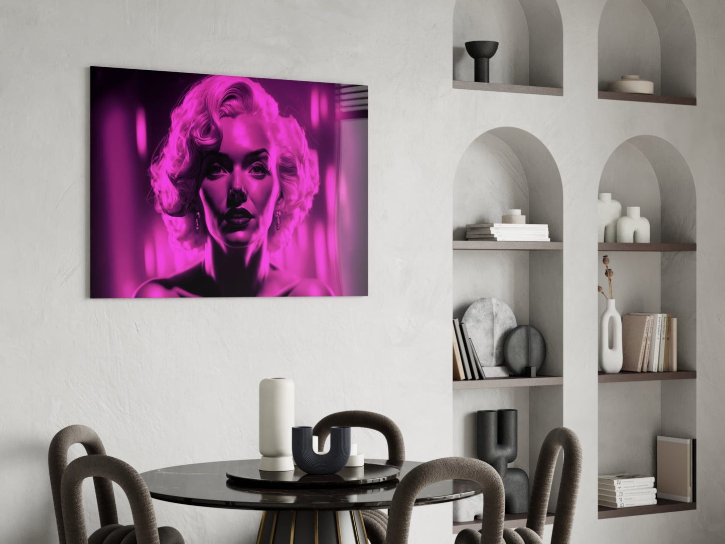 Neon Pink Blonde Portrait Glass Wall Art