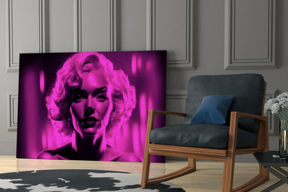 Neon Pink Blonde Portrait Glass Wall Art