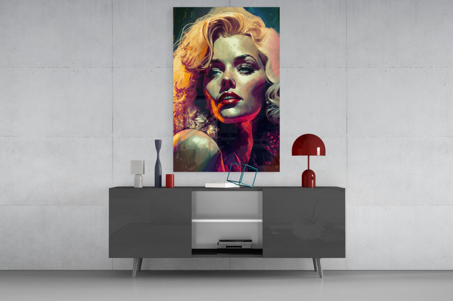 Vivid Painted Blonde Diva Glass Wall Art