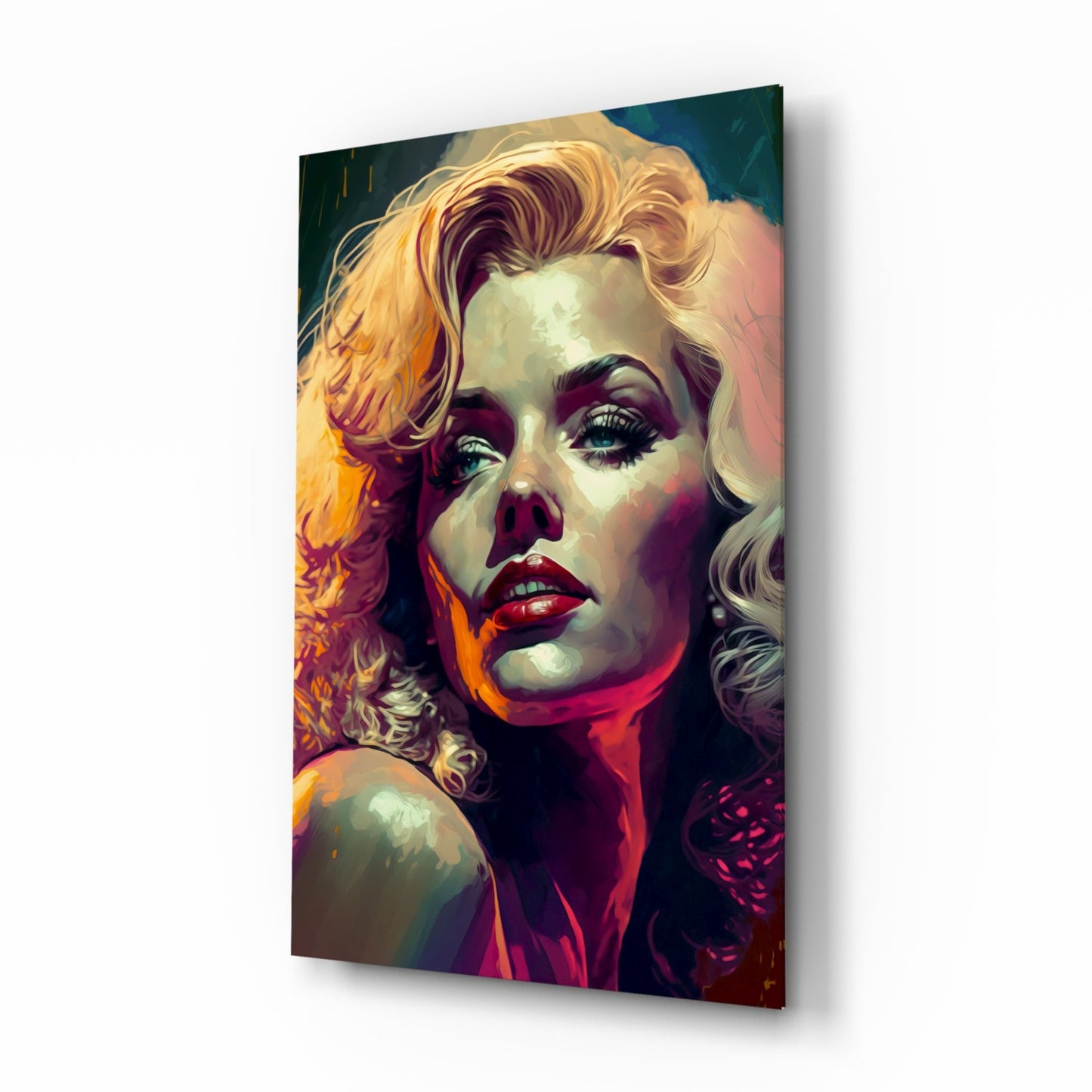 Vivid Painted Blonde Diva Glass Wall Art