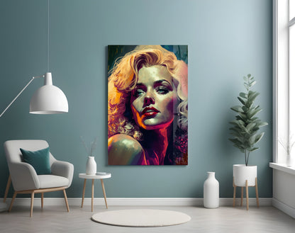 Vivid Painted Blonde Diva Glass Wall Art