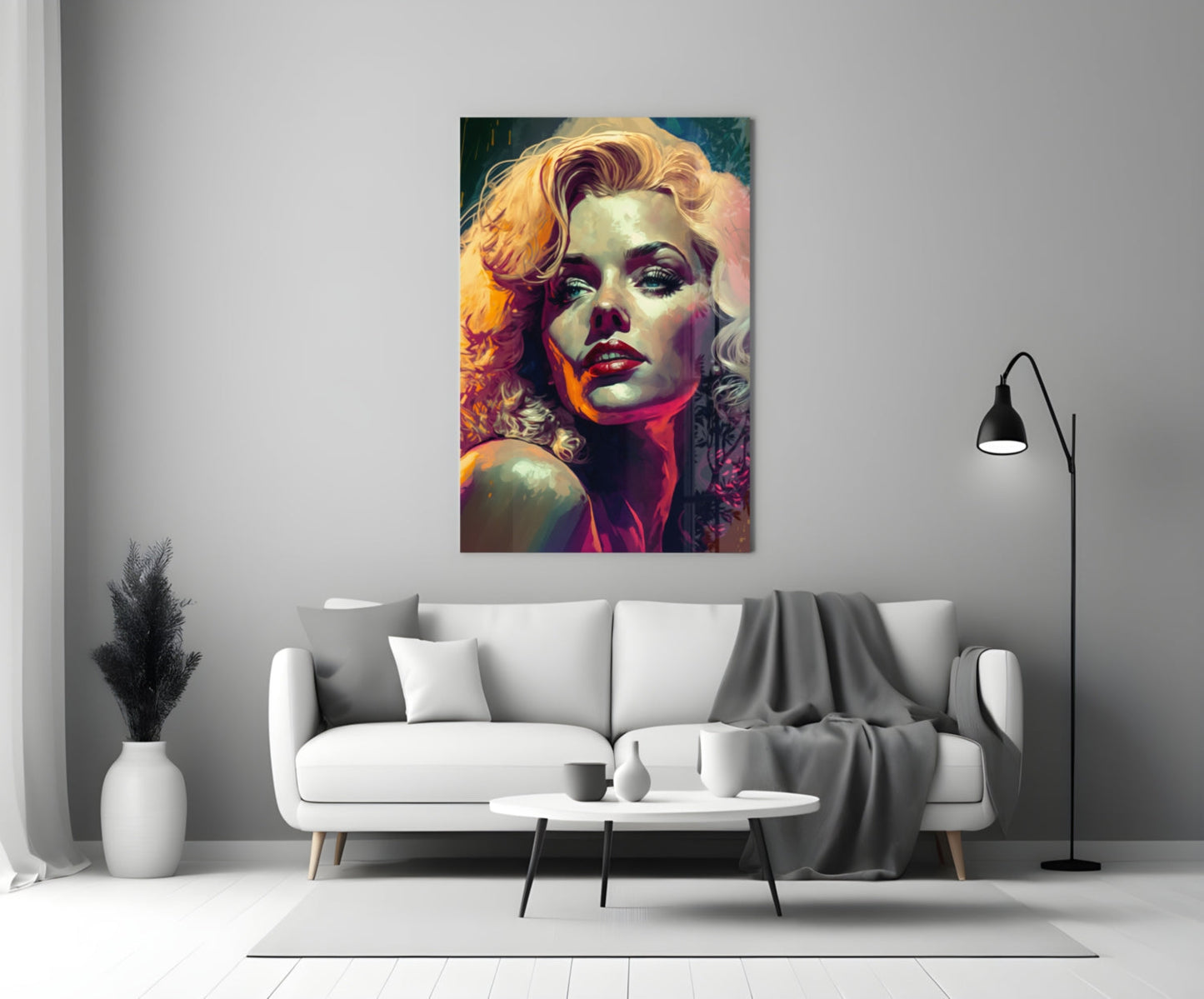 Vivid Painted Blonde Diva Glass Wall Art
