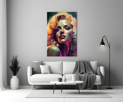 Vivid Painted Blonde Diva Glass Wall Art