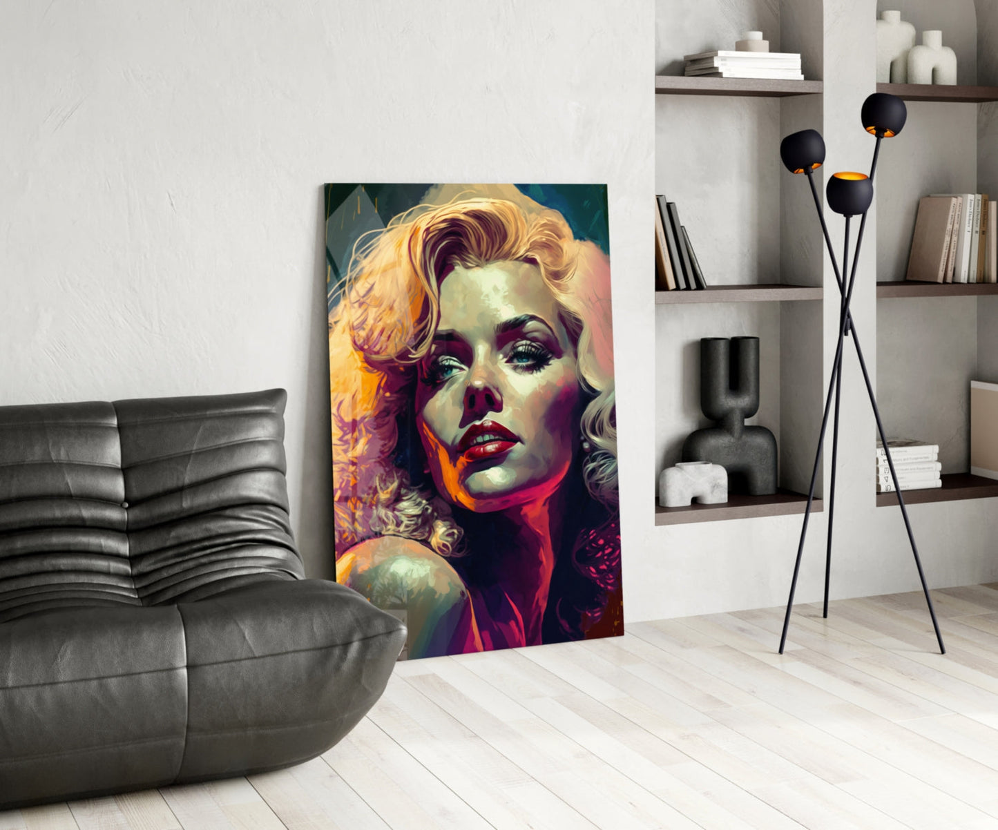 Vivid Painted Blonde Diva Glass Wall Art