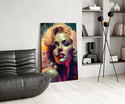 Vivid Painted Blonde Diva Glass Wall Art