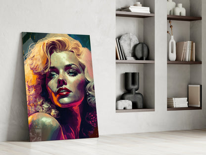 Vivid Painted Blonde Diva Glass Wall Art