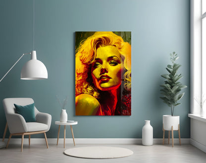 Golden Yellow Blonde Diva Glass Wall Art
