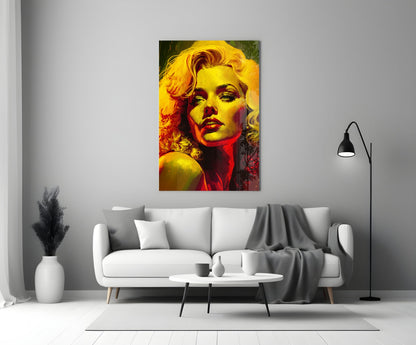 Golden Yellow Blonde Diva Glass Wall Art