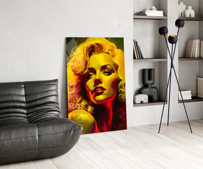 Golden Yellow Blonde Diva Glass Wall Art
