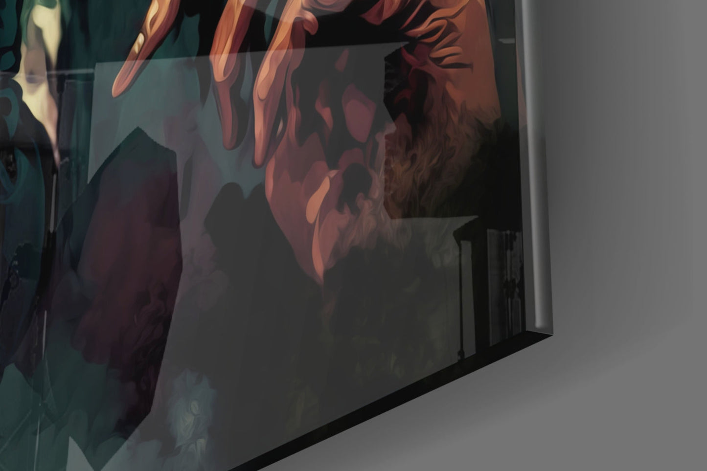Mustached Man With Golden Smoke Swirl Glass Wall Art