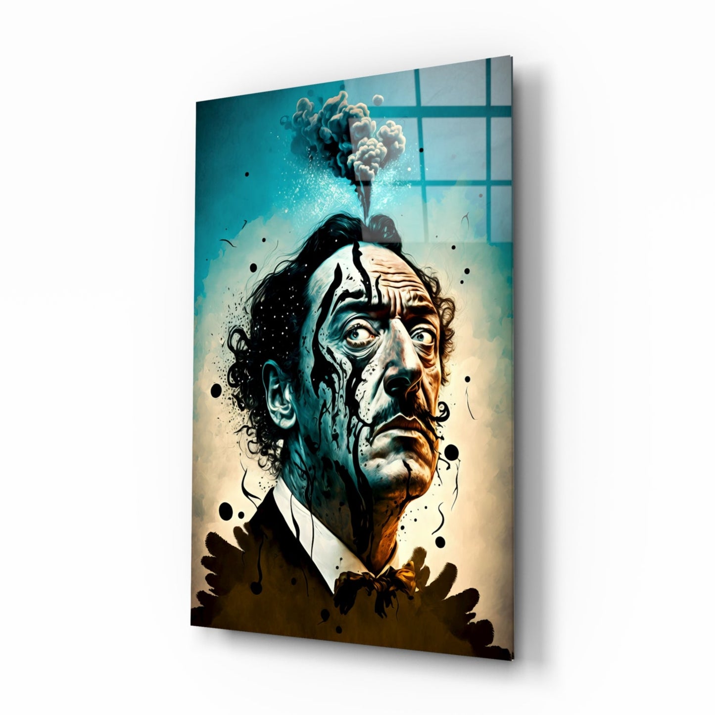 Mushroom Cloud Head Surreal Portrait Glass Wall Art
