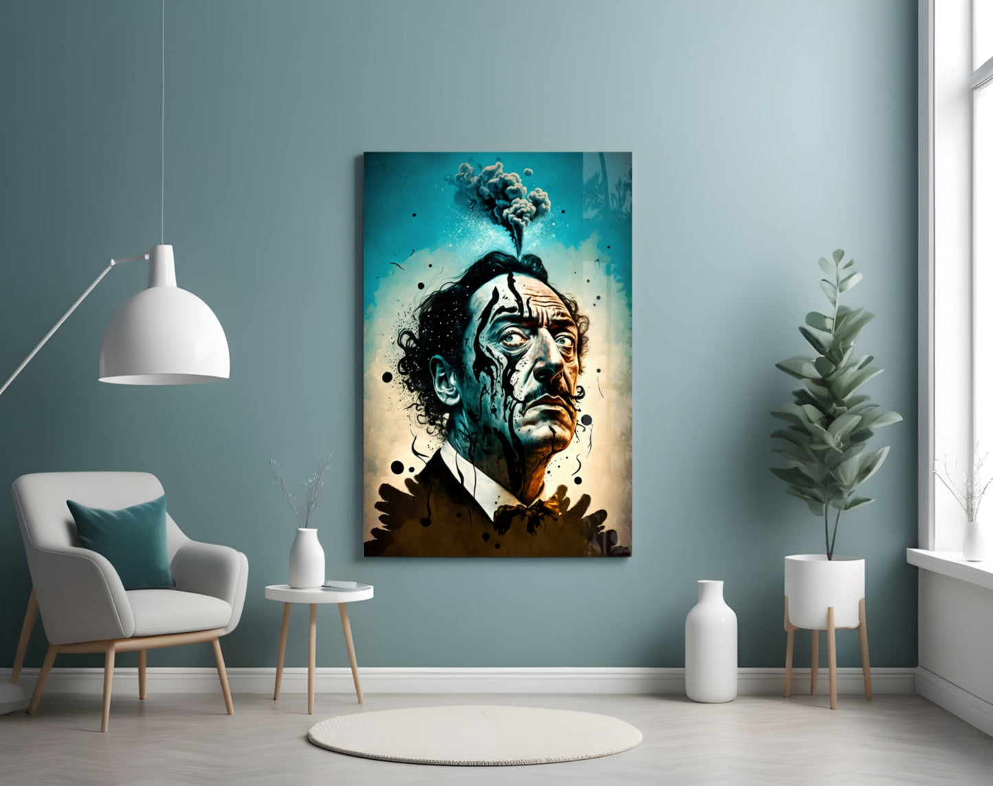 Mushroom Cloud Head Surreal Portrait Glass Wall Art