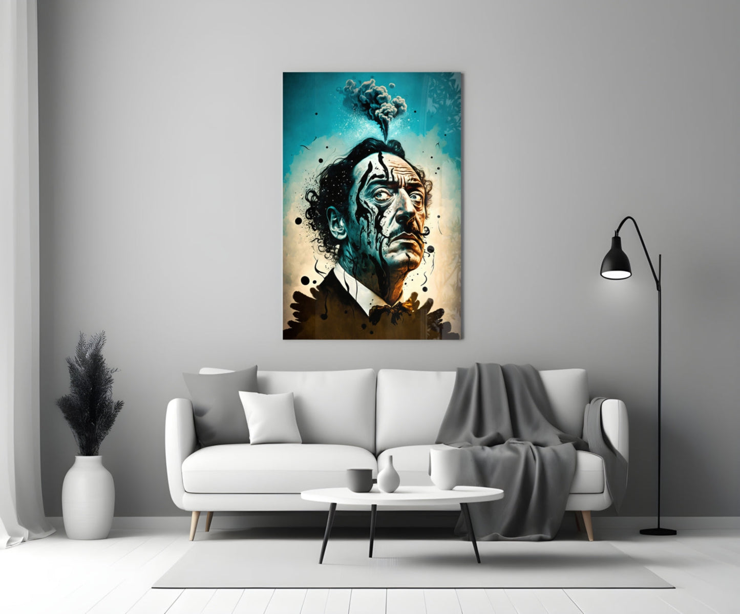 Mushroom Cloud Head Surreal Portrait Glass Wall Art