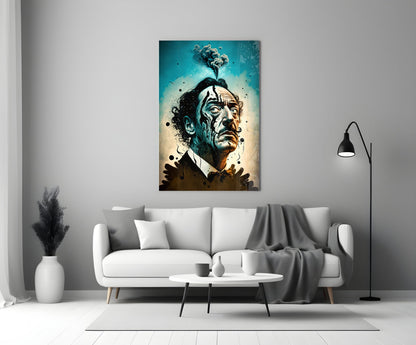 Mushroom Cloud Head Surreal Portrait Glass Wall Art