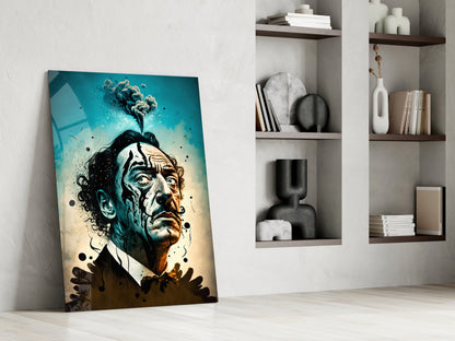 Mushroom Cloud Head Surreal Portrait Glass Wall Art