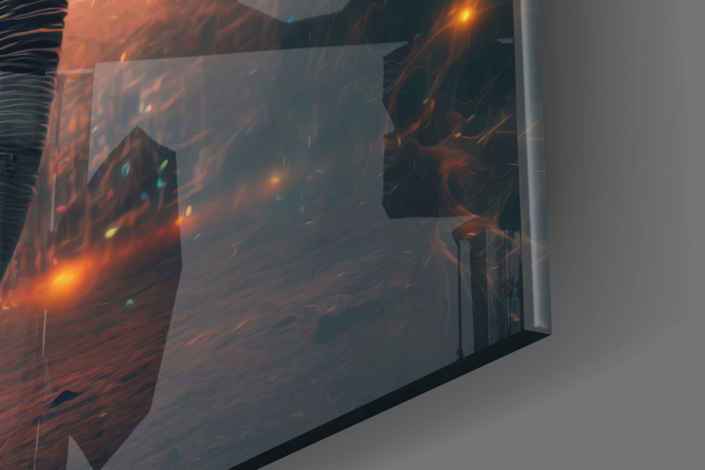 Glowing Ember City Night Elephant Glass Wall Art