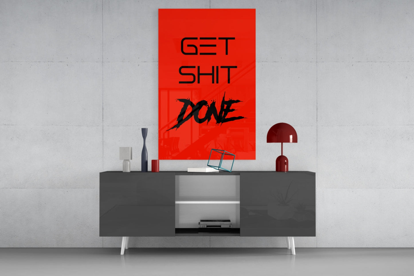 Get Shit Done Red Glass Wall Art